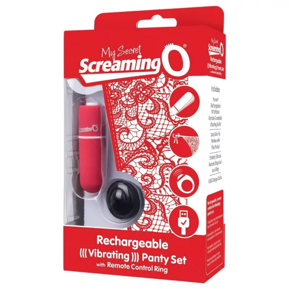 Screaming O - вибриращи бикини - червени - S-L