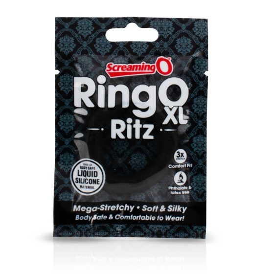 Screaming O Ritz XL - силиконов пенис пръстен (черен)