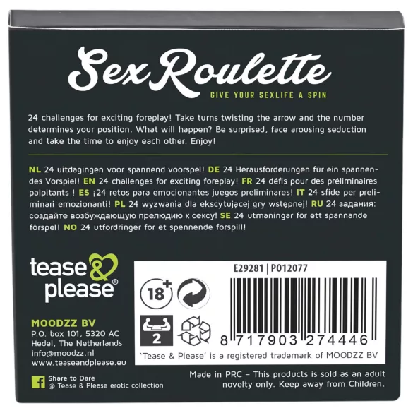 tease & please - Sex Roulette Foreplay - Рулетна настолна игра за любовна игра за двойки