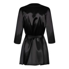   / Obsessive Satinia Robe - къс сатенен халат със стрингове (черен)