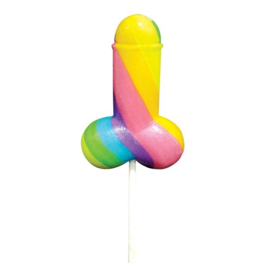 Rainbow Cock Pop - цветна пенис близалка (85 г) - плодова