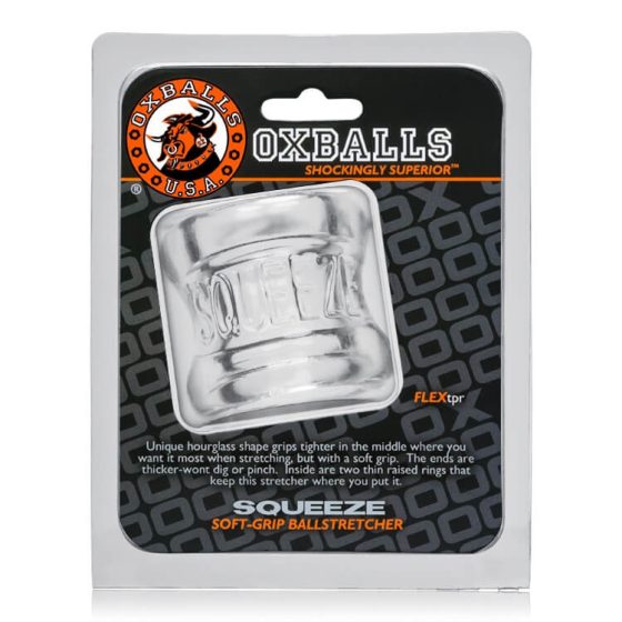 OXBALLS Squeeze - пръстен и носилка за тестиси (полупрозрачна)