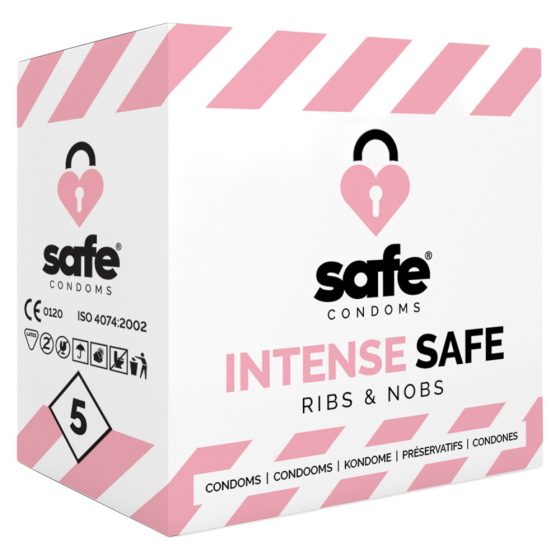 SAFE Intense Safe - презерватив с оребрени точки (5бр.)