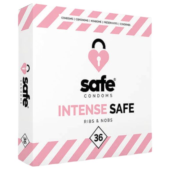 SAFE Intense - Ребрист и точков презерватив (36 бр.)