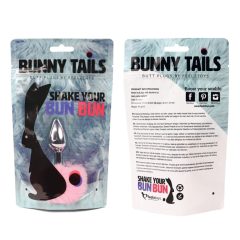   FEELZTOYS Bunny Tails - метален анален вибратор със заешки опашки (сребристо-розов)