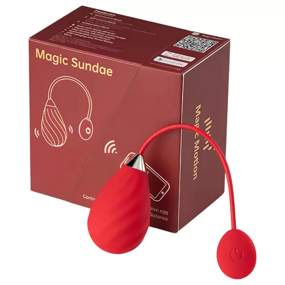 Magic Motion Sundae - носимо вибриращо яйце с управление чрез приложение (червен)
