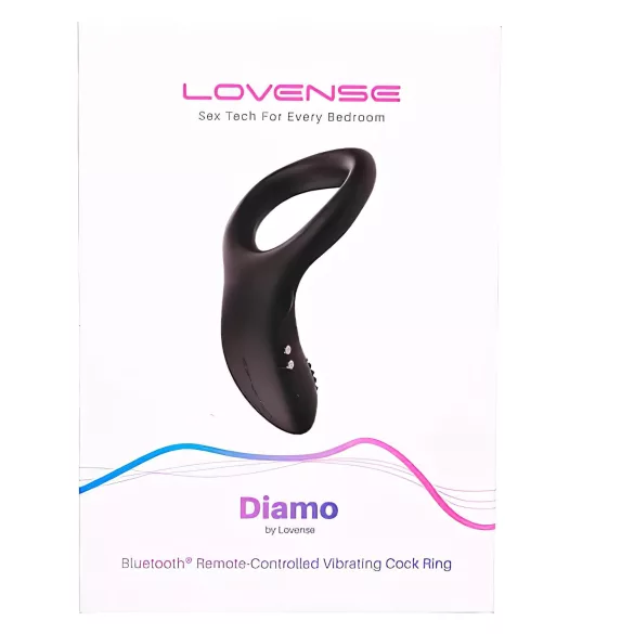 Lovense Diamo - вибриращ пръстен за пенис с управление чрез приложение, за мъже (черен)