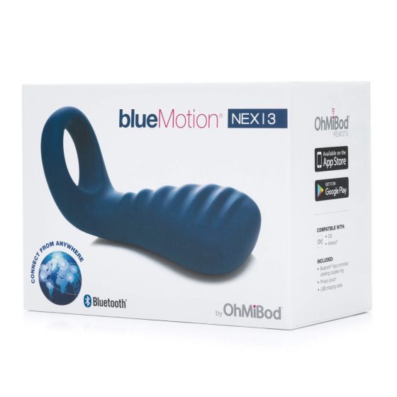 OHMIBOD Bluemotion Nex 3 - интелигентен вибриращ пенис пръстен с възможност за презареждане (син)