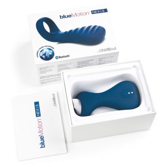 OHMIBOD Bluemotion Nex 3 - интелигентен вибриращ пенис пръстен с възможност за презареждане (син)