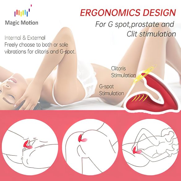 Magic Motion Umi - умен акумулаторен вибратор за колан (червен)