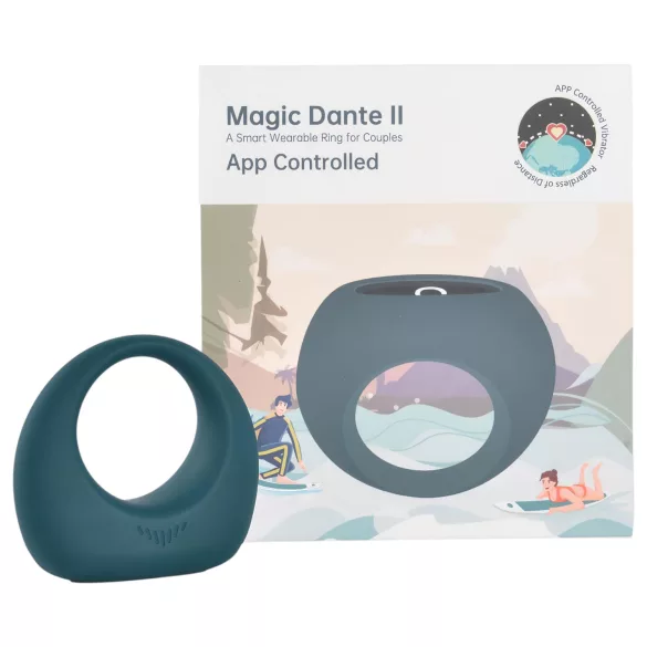 Magic Motion Dante II - вибриращ пръстен за пенис с управление чрез приложение, за мъже (син)