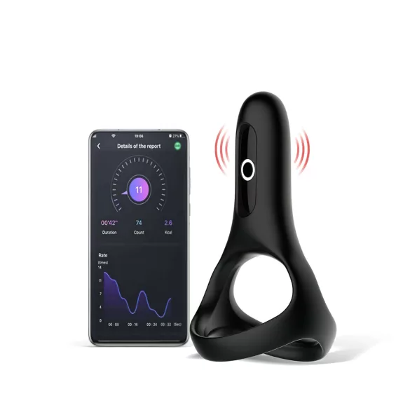 Magic Motion Rise - Вибриращ пръстен за пенис с управление чрез приложение, за мъже (черен)
