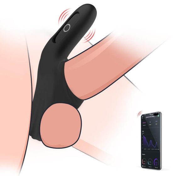 Magic Motion Rise - интелигентен вибриращ пенис пръстен с батерия (черен)