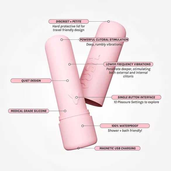 Vush Pop Gloss - мини вибратор с презареждаща батерия, водоустойчив, розов